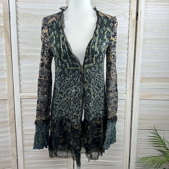 Free People Caspia Ruffle Knit Cardigan Sweater XS - Picture 3 of 16